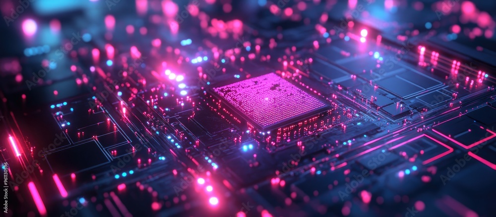 Aufkleber futuristic processor concept featuring a quantum cpu within a nanotech computer network 3d illustrat