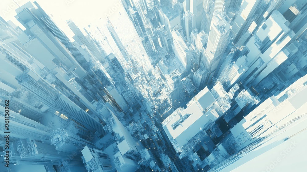 Poster abstract 3d rendering of geometric shapes featuring a unique perspective of an imaginative space or 