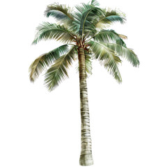 A tall, vibrant palm tree with lush green leaves, perfect for tropical or vacation-themed designs and nature-inspired artworks.