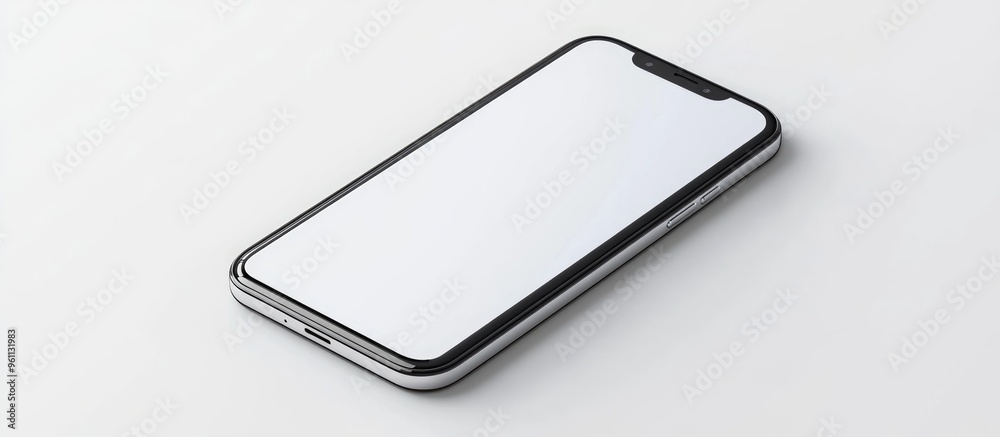 Poster mobile smartphone with a blank display isolated against a white backdrop 3d rendering