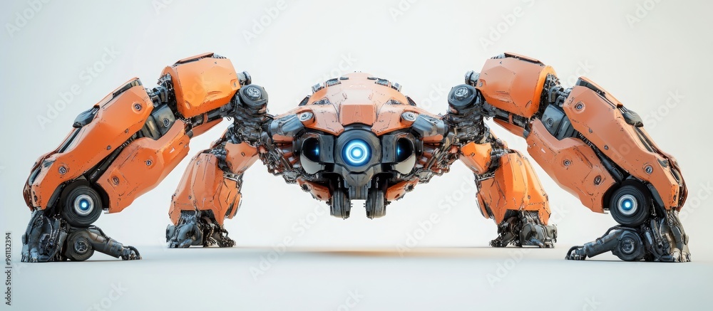 Wall mural futuristic mega robot on a white background designed to add excitement to your projects featuring vi