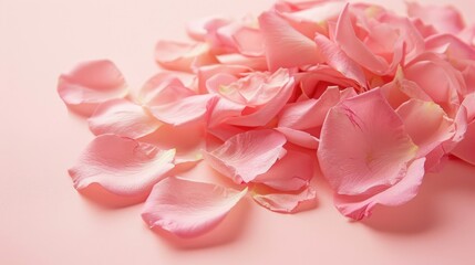 Obraz premium Arrangement of flowers: Rose petals on soft pink backdrop.