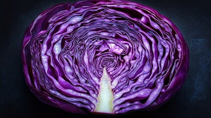 Obraz premium Close Up Macro Photography of Cut Red Cabbage Texture