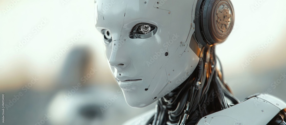 Poster robot problem solving and learning concept of artificial intelligence in advanced technology 3d illu