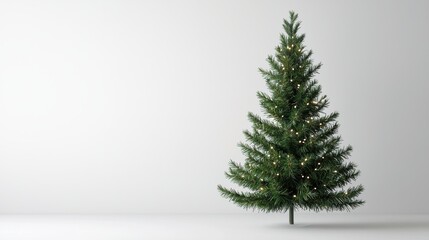 Fototapeta premium lealistic photo of an artificial Christmas tree with lights, against a white background.