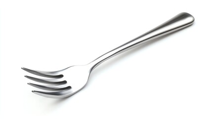 Shiny silver fork isolated on white background.