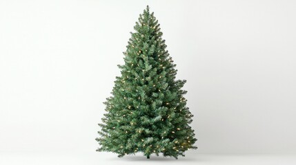 Fototapeta premium lealistic photo of an artificial Christmas tree with lights, against a white background.