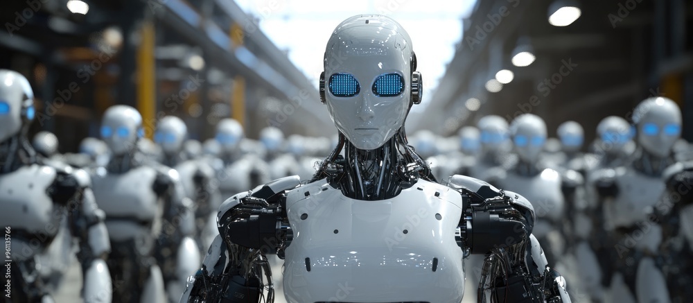 Poster collection of artificial intelligence robots in an industrial setting