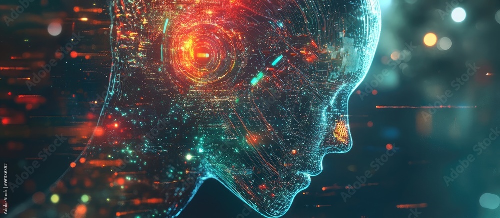 Wall mural artificial intelligence and emerging technologies mixed media composition