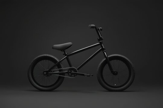 A sleek black BMX bike displayed against a dark background, emphasizing its design. - Powered by Adobe