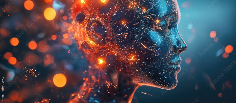 Poster ai and artificial intelligence concept depicted through a 3d rendered conceptual image