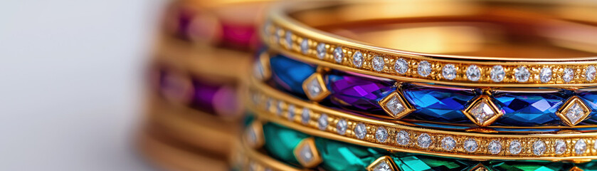 Traditional Indian bangles, colorful and ornate, 3D illustration