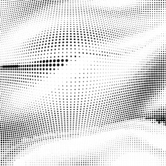 Wavy gradient halftone dots pattern texture background. Vector illustration
