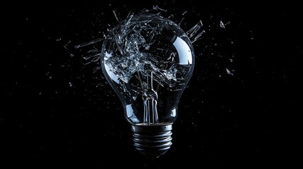 A lightbulb that has been shattered into a million pieces.