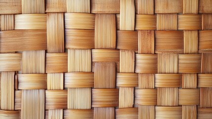 Close-up of a woven bamboo texture creating a natural pattern, ideal for backgrounds, design, and craft projects.