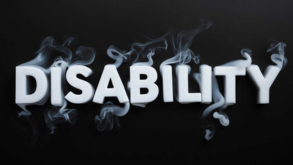 disability word made of smoke on black background
