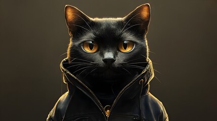 Captivating Burmese Cat in Emo Attire:A Surreal Studio Portrait