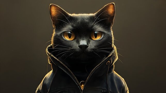 Captivating Burmese Cat in Emo Attire:A Surreal Studio Portrait
