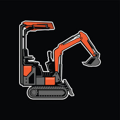 Mini Exavator, logo vector image .