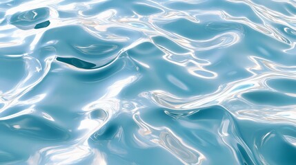 Close-up of clear blue water surface with gentle ripples and reflections, representing tranquility and purity in nature.