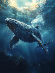 big whale in ocean 
