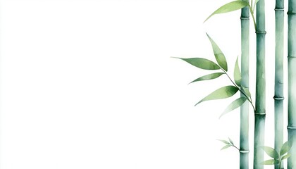 Fototapeta premium Bamboo stalks in a minimalist watercolor style, soft hues of green and blue blending seamlessly for a modern look