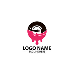 Obraz premium hands hugging donut logo design vector