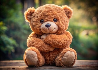 Adorable Brown Teddy Bear Gives A Warm And Comforting Hug, Sparking Feelings Of Love And Companionship.