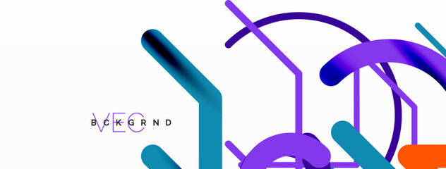 Abstract background. Circles and colorful round shape lines. Linear geometric minimal design