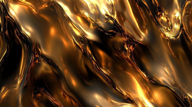 Abstract gold liquid with a wavy, shimmering texture.