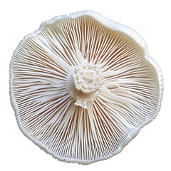 Close-up of a White Mushroom's Underside with Gills