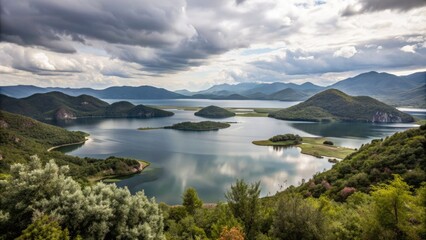 Landscape view of beautiful Skadar lake in Montenegro , Skadar lake, Montenegro, landscape, scenic, water, nature, reflection