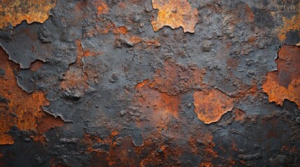 Close-up of rusted metal texture showcasing the unique patterns and colors of oxidation, ideal for backgrounds and industrial designs.