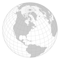 Grey world map with grid line view from outer space. Vector Map Illustration.