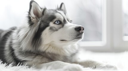 Naklejka premium Husky Dog Portrait with Blue Eyes
