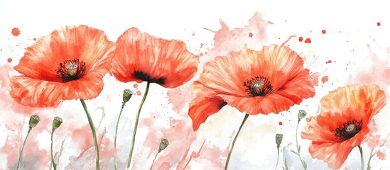 Vibrant Watercolor Poppies: A Celebration of Nature's Elegance and Artistic Grace