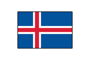 Obraz premium This graphic displays the flag of Iceland, showcasing its distinctive blue background with a red cross outlined in white. It represents the Icelandic identity and heritage.