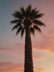 Palm Tree Silhouette Against a Colorful Sunset Sky