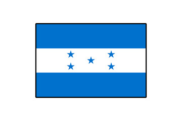 The vector flag of Honduras features blue and white horizontal stripes with five stars, symbolizing the unity of Central America. It represents the nation's identity and pride.