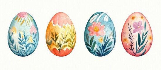 Fototapeta premium Colorful Hand-Painted Easter Eggs with Floral Designs for Spring Celebrations