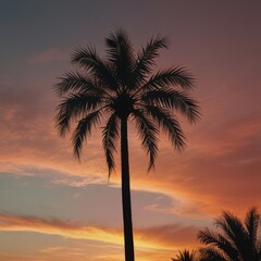 Palm Tree Silhouette Against a Colorful Sunset Sky