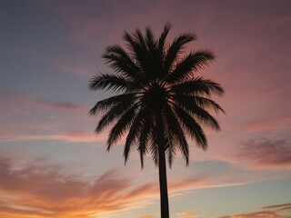 Palm Tree Silhouette Against a Colorful Sunset Sky