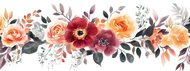 Vibrant Watercolor Floral Arrangement for Home Decor and Botanical Art Enthusiasts