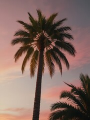 Palm Tree Silhouette Against a Colorful Sunset Sky