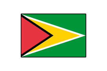 The flag of Guyana features a bold design with green, yellow, red, and black colors. The striking triangular shapes symbolize the country's rich culture and natural resources.