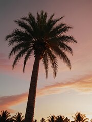 Palm Tree Silhouette Against a Colorful Sunset Sky