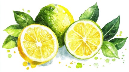 Vibrant Watercolor of Lemons and Limes: A Fresh Approach to Culinary Art