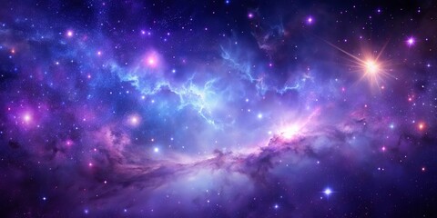 Fototapeta premium A stunning purple starry space background with a realistic galaxy and shining nebula