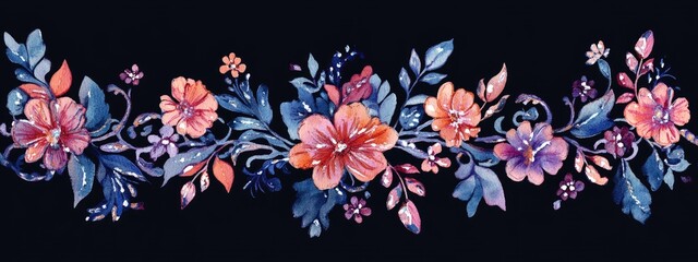 Vibrant Watercolor Floral Design: A Whimsical Artistic Pattern for Nature Lovers