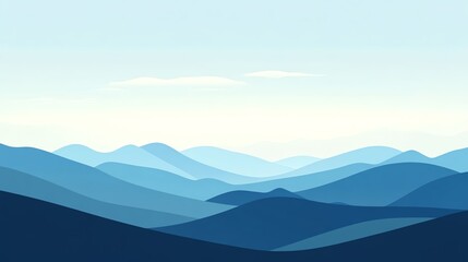 Abstract Blue Mountains Under a White Sky